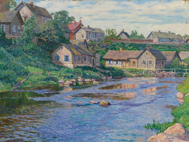 1868 - Nikolay Petrovich Bogdanov-Belsky - Fiume con case
